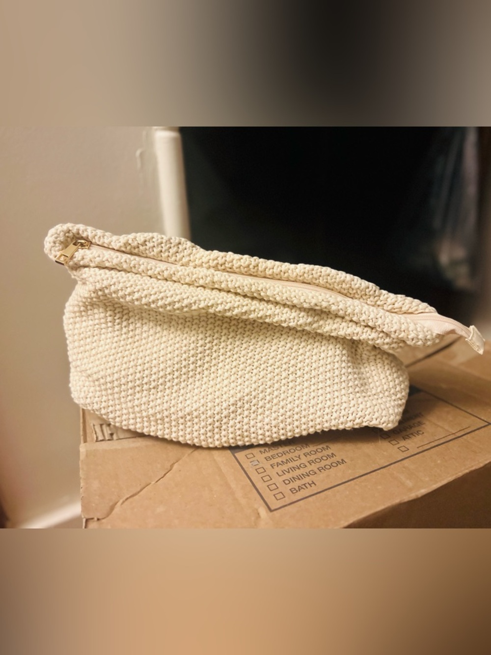 Knit Cream Crochet Clutch